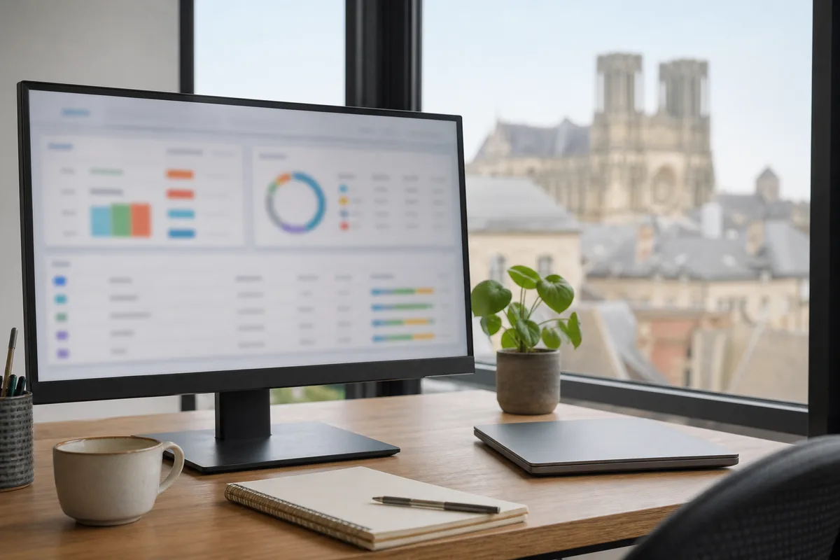 Écran affichant un tableau de suivi budgétaire et des lignes de dépenses récurrentes